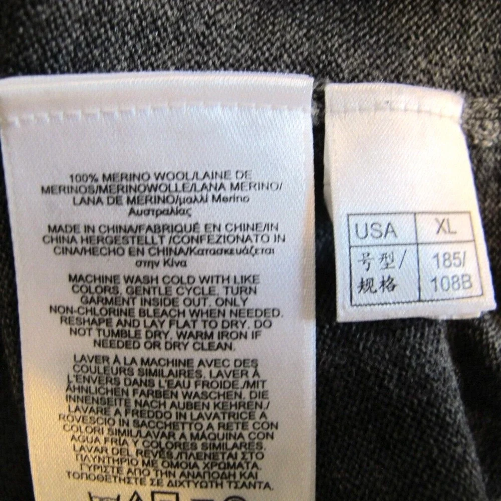 Brooks Brothers Brooks Tech Merino Wool Sweater Vest Gray Pullover V-Neck Men XL